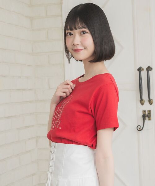 ems excite(エムズエキサイト)の「ラインストーンロゴTEE(Tシャツ/カットソー・レディース・レッド/オフホワイト/ブラック・FREE)」の20枚目の写真
