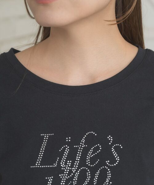ems excite(エムズエキサイト)の「ラインストーンロゴTEE(Tシャツ/カットソー・レディース・レッド/オフホワイト/ブラック・FREE)」の5枚目の写真