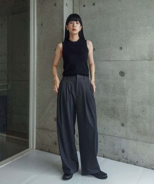ZOZOMARKET(ゾゾマーケット)の「ZOZOMARKET by RIKA-ファインツイルワイドスラックス(スラックス・レディース・チャコールグレー/ブラック/ネイビー・マルチサイズ)」の15枚目の写真