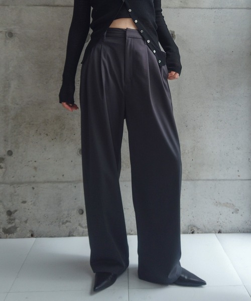 ZOZOMARKET(ゾゾマーケット)の「ZOZOMARKET by RIKA-ファインツイルワイドスラックス(スラックス・レディース・チャコールグレー/ブラック/ネイビー・マルチサイズ)」の19枚目の写真