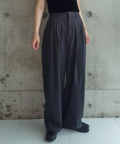 ZOZOMARKET(ゾゾマーケット)の「ZOZOMARKET by RIKA-ファインツイルワイドスラックス(スラックス・レディース・チャコールグレー/ブラック/ネイビー・マルチサイズ)」の18枚目の写真