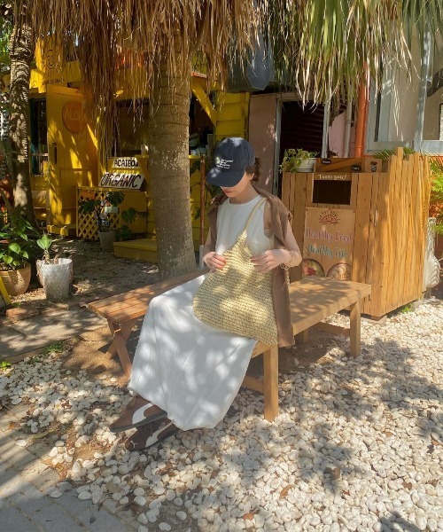 ISOOK(アイスー)の「ラタンバスケットバッグ (kiharu select) / バスケットバッグ かごバッグ トートバッグ キャメル アイボリー 茶 白(かごバッグ・レディース・キャメル/アイボリー・FREE)」の6枚目の写真