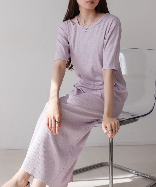 Bab(バブ)の「【S・Mサイズ展開】ラメカットソーハーフスリーブスリットワンピース(ワンピース・レディース・杢グレー/ブラック/パープル・MEDIUM/SMALL)」の15枚目の写真