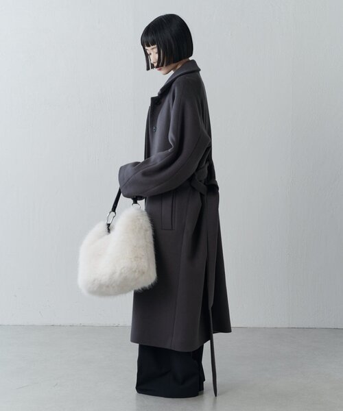 セール】ビーバーメルトンボリュームコート（ステンカラーコート