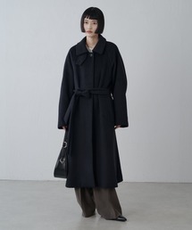 セール】Lui's｜ルイスのステンカラーコート（ブラック/黒色系・ロング