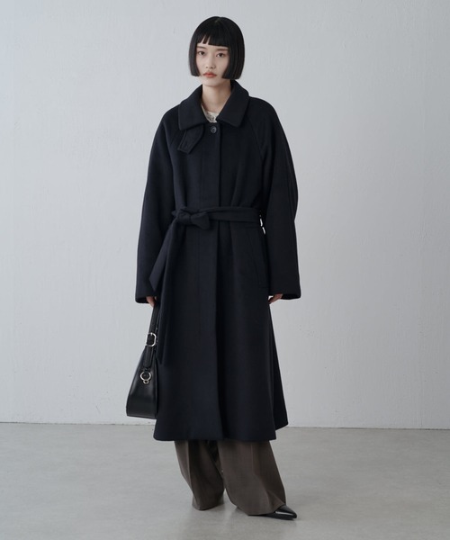 セール】ビーバーメルトンボリュームコート（ステンカラーコート