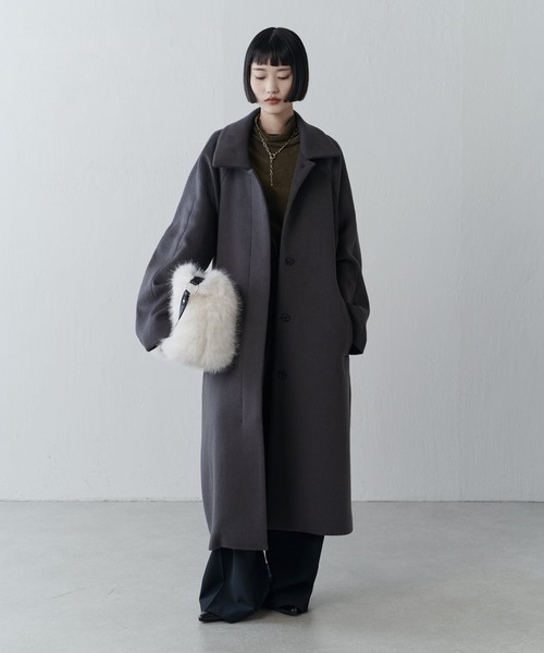 セール】ビーバーメルトンボリュームコート（ステンカラーコート