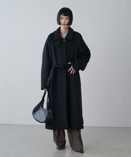 Lui's（ルイス）の「ビーバーメルトンボリュームコート（ステンカラーコート・レディース・ブラック/チャコールグレー・FREE）」の6枚目の写真