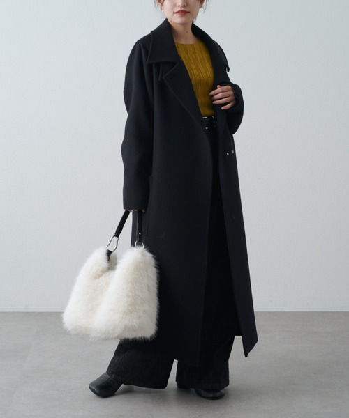 Lui's（ルイス）の「ビーバーメルトンボリュームコート（ステンカラーコート・レディース・ブラック/チャコールグレー・FREE）」の11枚目の写真