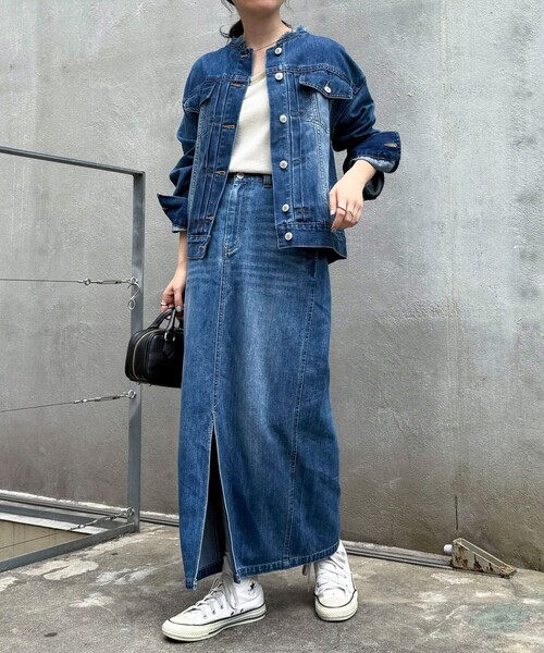 fredy emue（フレディエミュ）の「ノーカラーコンパクトデニムジャケット（デニムジャケット・レディース・ピンク/ブラウン/ブルー・38）」の15枚目の写真