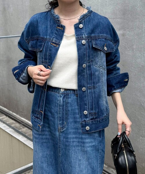 fredy emue（フレディエミュ）の「ノーカラーコンパクトデニムジャケット（デニムジャケット・レディース・ピンク/ブラウン/ブルー・38）」の20枚目の写真