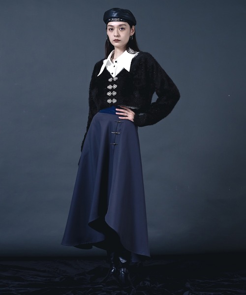 Ellno de Mavie(エルノデメヴィ)の「チャイナメタルボタンシャギーカーディガン(カーディガン/ボレロ・レディース・ブルー/ブラック/パープル/ブラック系その他/ライトグレー・FREE)」の22枚目の写真
