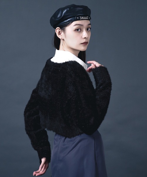 Ellno de Mavie（エルノデメヴィ）の「チャイナメタルボタンシャギーカーディガン（カーディガン/ボレロ・レディース・ブルー/ブラック/パープル・FREE）」の18枚目の写真