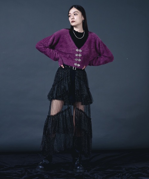 Ellno de Mavie（エルノデメヴィ）の「チャイナメタルボタンシャギーカーディガン（カーディガン/ボレロ・レディース・ブルー/ブラック/パープル・FREE）」の14枚目の写真