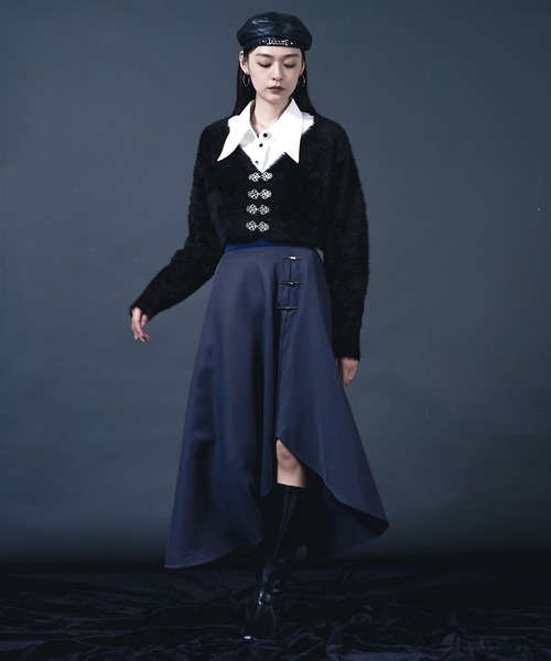 Ellno de Mavie（エルノデメヴィ）の「チャイナメタルボタンシャギーカーディガン（カーディガン/ボレロ・レディース・ブルー/ブラック/パープル・FREE）」の12枚目の写真