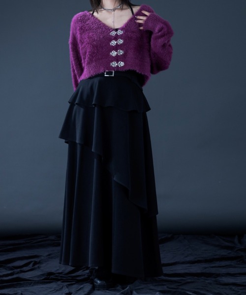 Ellno de Mavie（エルノデメヴィ）の「チャイナメタルボタンシャギーカーディガン（カーディガン/ボレロ・レディース・ブルー/ブラック/パープル・FREE）」の15枚目の写真