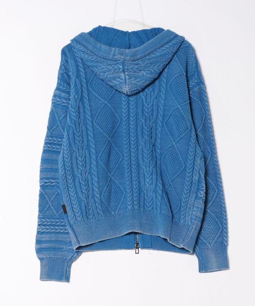 Desigual（デシグアル）の「ミックス編みデザインフード付きジップカーディガンセーター（ニット/セーター・メンズ・ブルー・S/M/L/XL）」の2枚目の写真