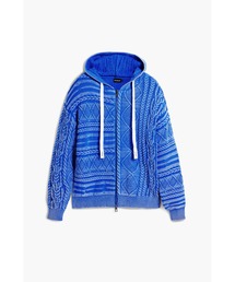 Desigual | ミックス編みデザインフード付きジップカーディガンセーター(ニット/セーター)