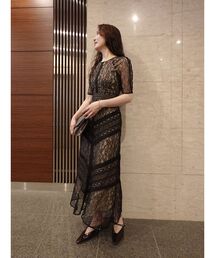 LAGUNAMOON | 【復刻】LADYショルダーギャザーレースマキシワンピース 結婚式 お呼ばれ(ドレス)