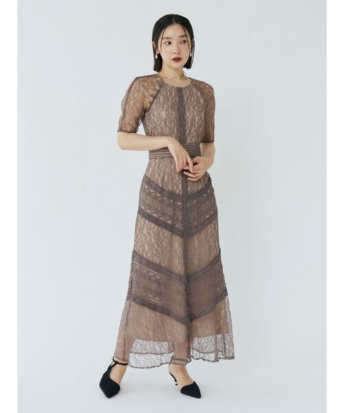 LADYショルダーギャザーレースマキシワンピース 復刻】LADYショルダーギャザーレースマキシワンピース（ドレス