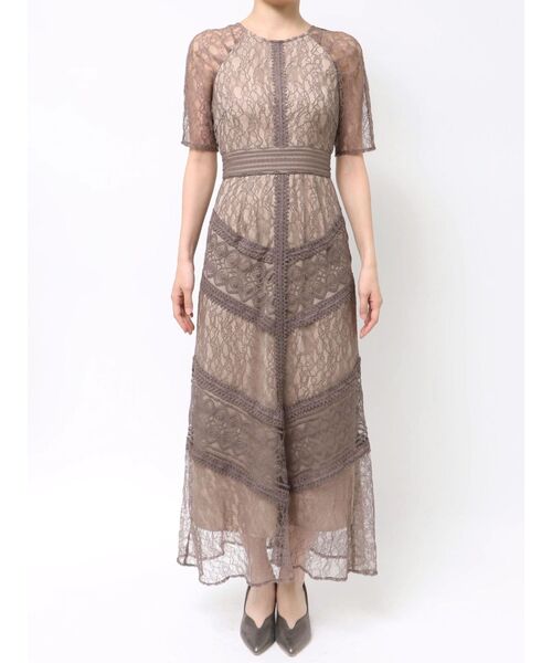 セール】【復刻】LADYショルダーギャザーレースマキシワンピース