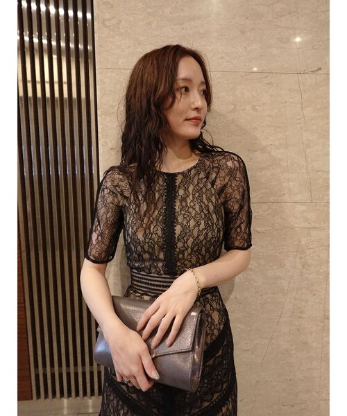 LADYショルダーギャザーレースマキシワンピース LAGUNAMOON（ラグナムーン）の「LADYショルダーギャザーレース