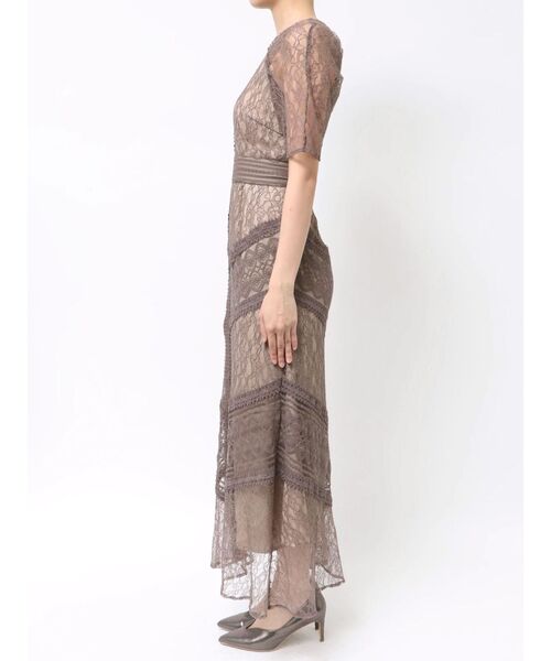 復刻】LADYショルダーギャザーレースマキシワンピース（ドレス