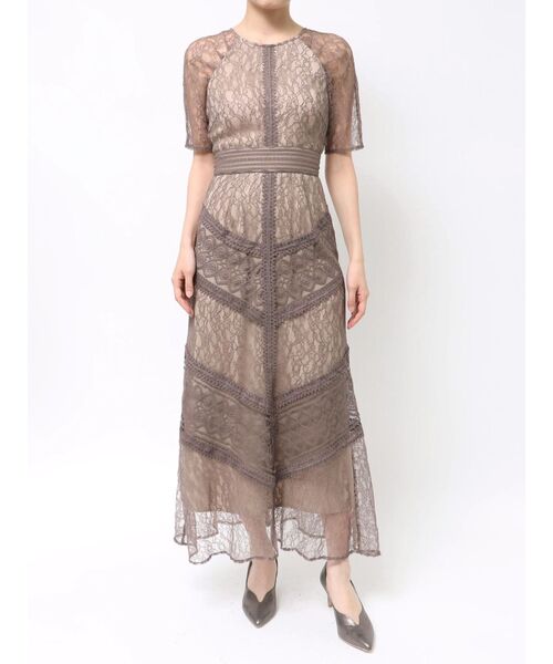 復刻】LADYショルダーギャザーレースマキシワンピース（ドレス
