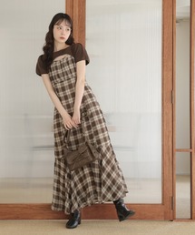 NICE CLAUP チェック柄ノースリーブワンピース ナイスクラップ 千鳥格子 チェック柄 ノースリーブワンピース F