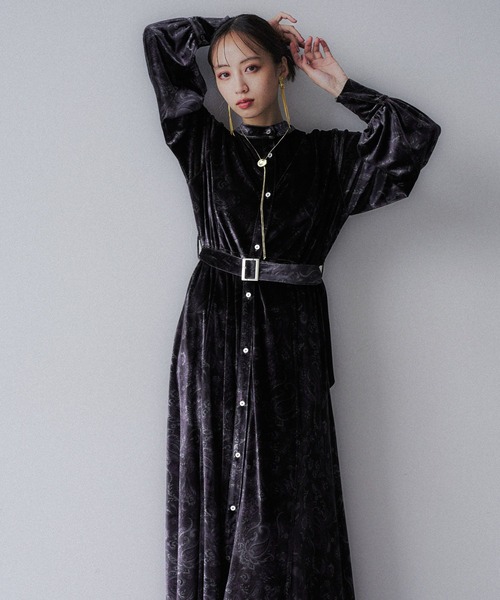 HARE（ハレ）の「2WAYペイズリーベロアワンピース(HARE)（ワンピース・レディース・ブラック/グレー・FREE）」の13枚目の写真