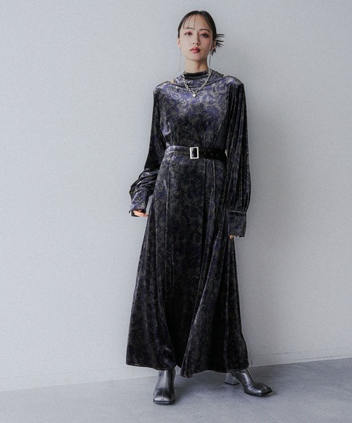 HARE（ハレ）の「2WAYペイズリーベロアワンピース(HARE)（ワンピース・レディース・ブラック/グレー・FREE）」の7枚目の写真