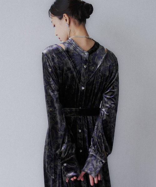 HARE（ハレ）の「2WAYペイズリーベロアワンピース(HARE)（ワンピース・レディース・ブラック/グレー・FREE）」の15枚目の写真