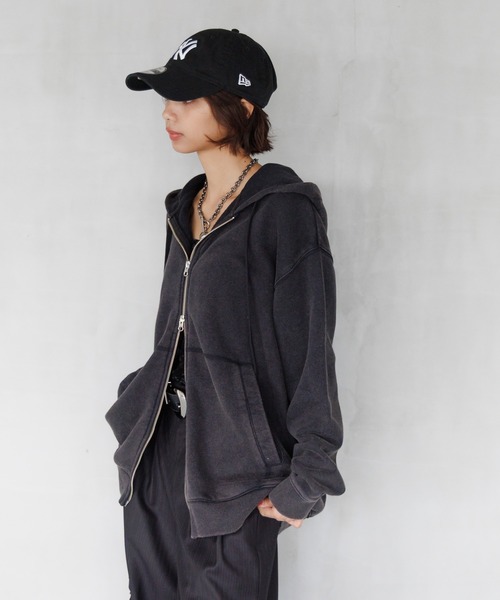 PAGEBOY（ページボーイ）の「クラフトスウェットWZIPパーカー/フーディ　【ミドル・ロング丈の選べる2サイズ展開】（パーカー・レディース・杢グレー/ダークネイビー/レッド系その他/ブラック系/ブラウン/モスグリーン・MEDIUM/LARGE）」の14枚目の写真