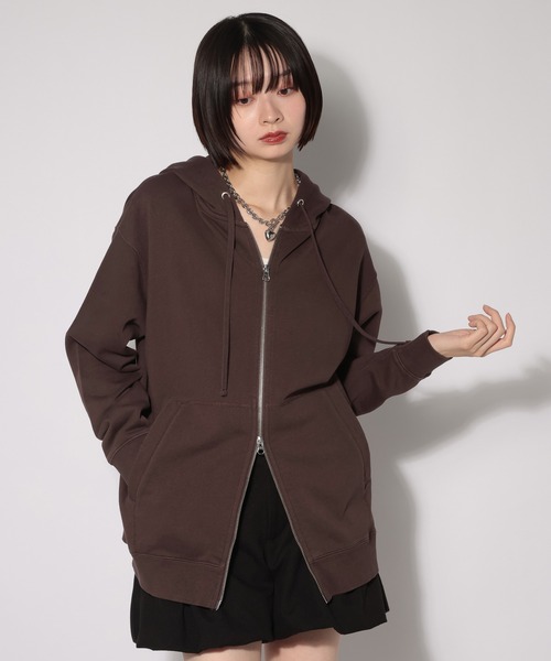 しよページ クラフトスウェットWZIPパーカー/フーディ 【ミドル・ロング丈の選べる
