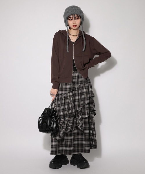 はぴページ クラフトスウェットWZIPパーカー/フーディ 【ミドル・ロング丈の選べる