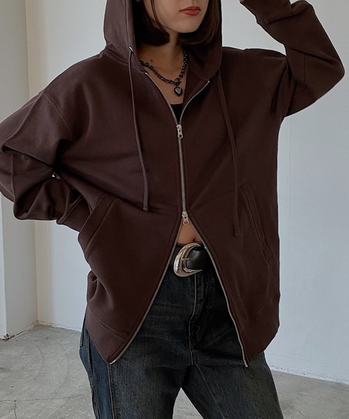 クラフトスウェットWZIPパーカー/フーディ 【ミドル・ロング丈の選べる