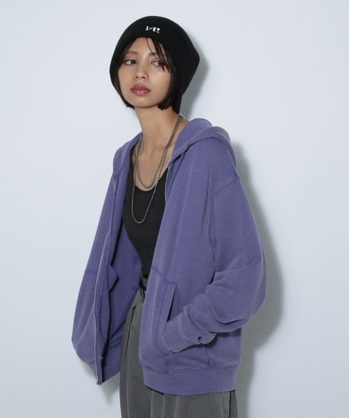 ⭐新品未使用⭐カットワークパフ袖バーカー クラフトスウェットWZIPパーカー/フーディ 【ミドル・ロング丈の