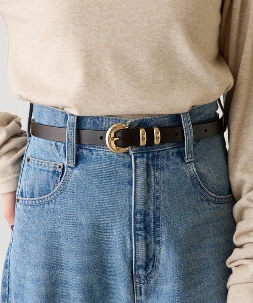 PAPILLONNER（パピヨネ）の「ラウンドバックルベルト（ベルト・レディース・ダークブラウン/ブラック・FREE）」の3枚目の写真