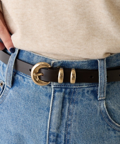 PAPILLONNER（パピヨネ）の「ラウンドバックルベルト（ベルト・レディース・ダークブラウン/ブラック・FREE）」の4枚目の写真