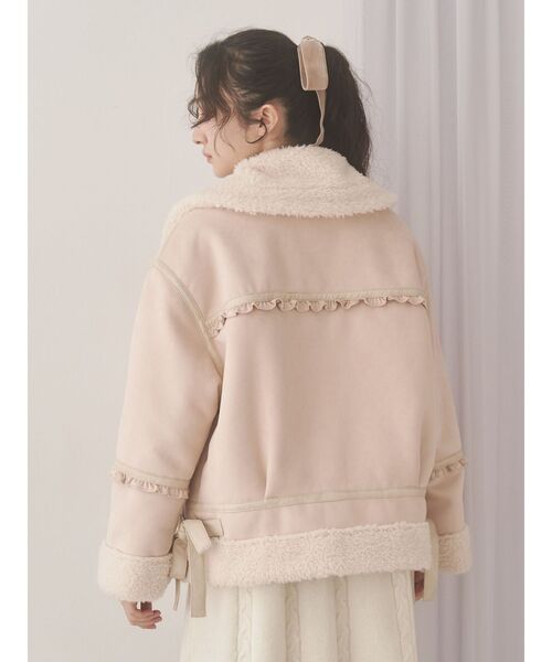 merry jenny（メリージェニー）の「クリームボアムートンブルゾン（ムートンコート・レディース・ブラウン/ピンク/ベージュ・FREE）」の7枚目の写真