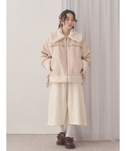 merry jenny（メリージェニー）の「クリームボアムートンブルゾン（ムートンコート・レディース・ブラウン/ピンク/ベージュ・FREE）」の9枚目の写真