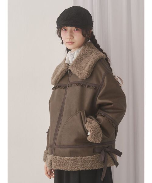 merry jenny（メリージェニー）の「クリームボアムートンブルゾン（ムートンコート・レディース・ブラウン/ピンク/ベージュ・FREE）」の11枚目の写真