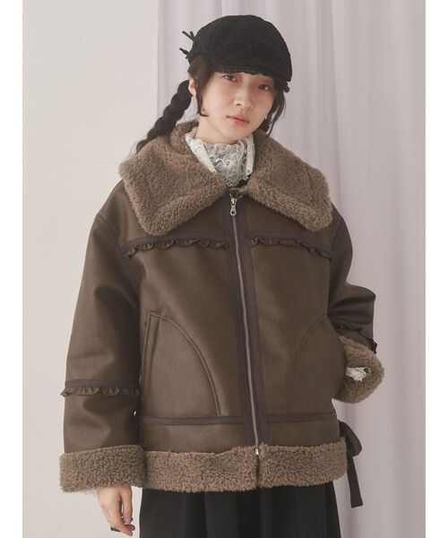 merry jenny（メリージェニー）の「クリームボアムートンブルゾン（ムートンコート・レディース・ブラウン/ピンク/ベージュ・FREE）」の12枚目の写真