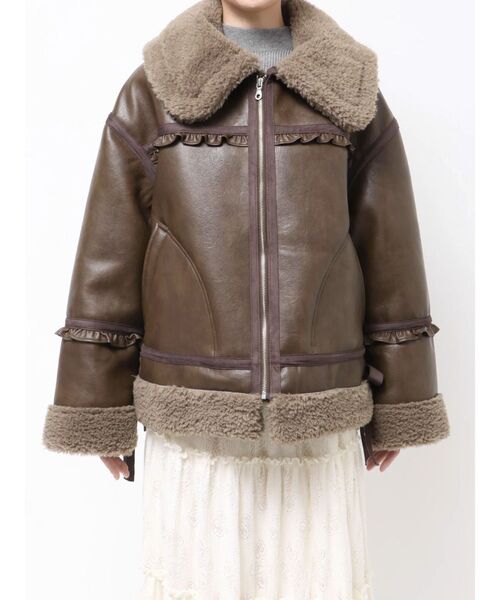 merry jenny（メリージェニー）の「クリームボアムートンブルゾン（ムートンコート・レディース・ブラウン/ピンク/ベージュ・FREE）」の15枚目の写真