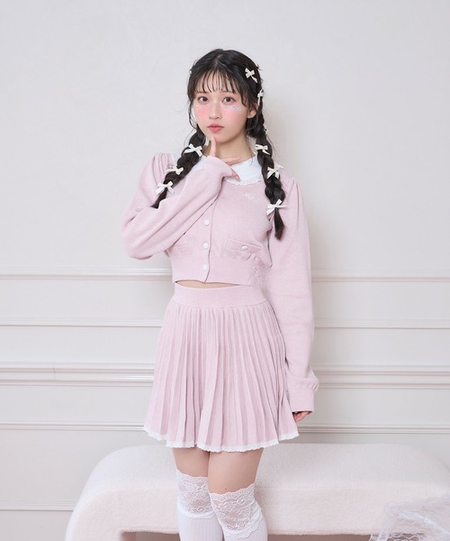 セール】コットンレースニットプリーツセットアップ（セットアップ