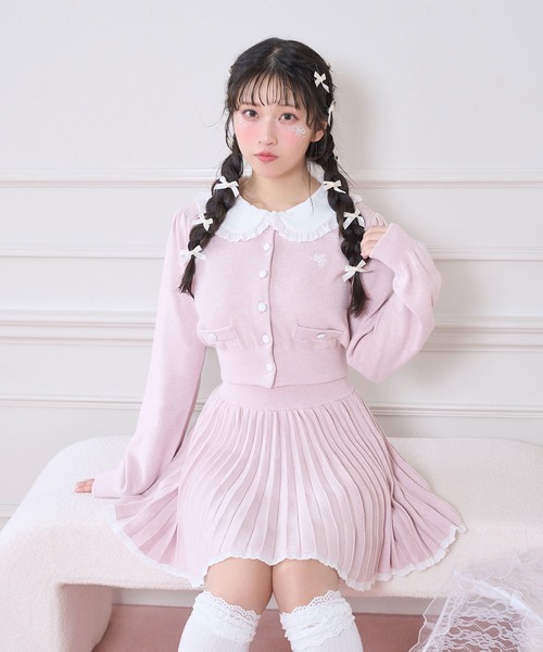 コットンレースニットプリーツセットアップ（セットアップ）｜Honey