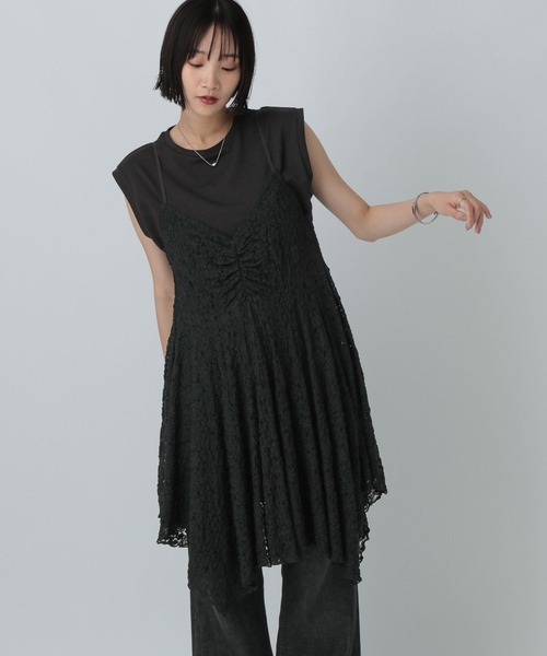 LOWRYS FARM(ローリーズファーム)の「カットレースキャミチュニック 583881(キャミソール・レディース・ブラック/アイボリー・FREE)」の7枚目の写真