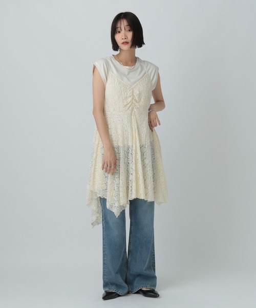 LOWRYS FARM(ローリーズファーム)の「カットレースキャミチュニック 583881(キャミソール・レディース・ブラック/アイボリー・FREE)」の12枚目の写真