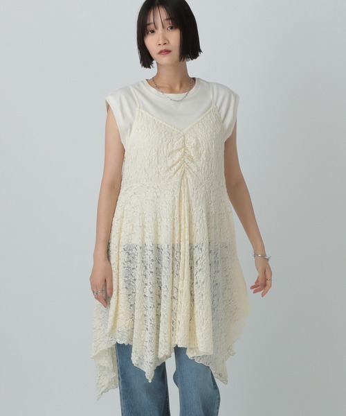 LOWRYS FARM(ローリーズファーム)の「カットレースキャミチュニック 583881(キャミソール・レディース・ブラック/アイボリー・FREE)」の13枚目の写真