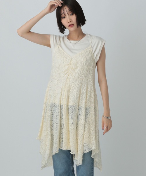 LOWRYS FARM(ローリーズファーム)の「カットレースキャミチュニック 583881(キャミソール・レディース・ブラック/アイボリー・FREE)」の14枚目の写真